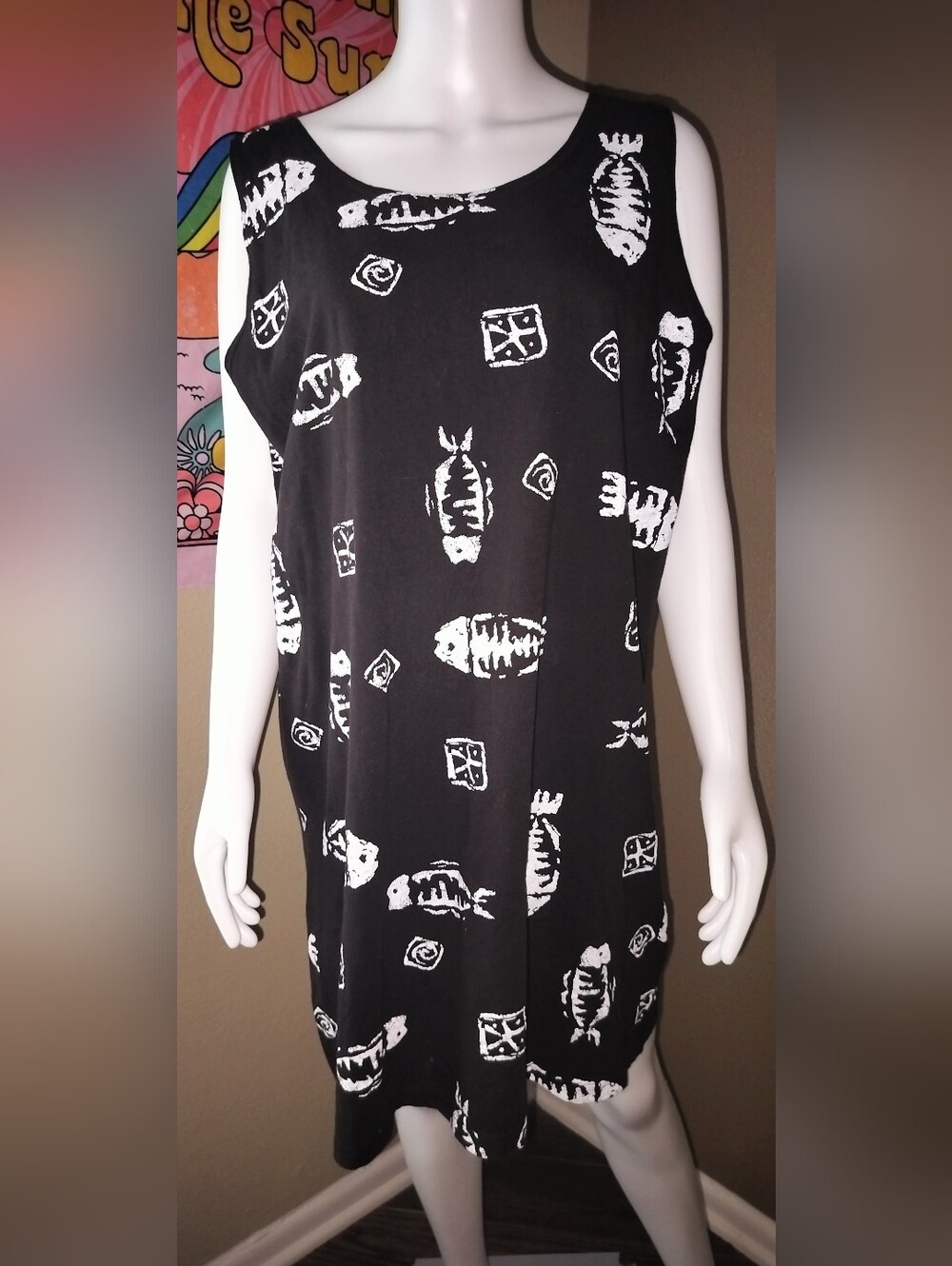 Cotton Connection Black & White Printed Sleeveless Mini Dress Sz XL